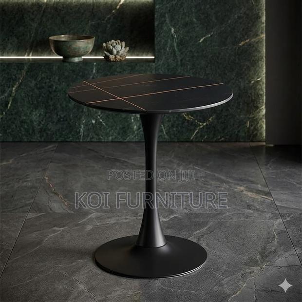Coffee Table; Round Black Nesting Marble Table - thumbnail 5