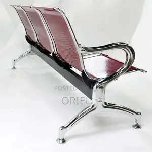Office Bench : Red Steel Office Waiting Bench