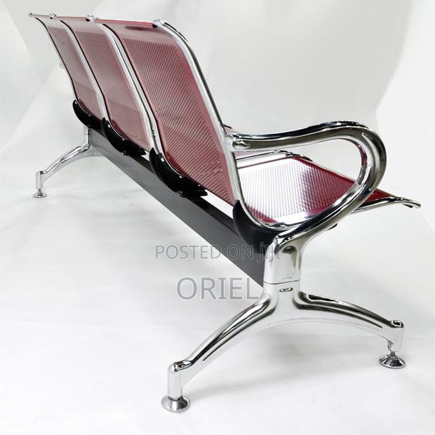 Office Bench : Red Steel Office Waiting Bench - thumbnail 2