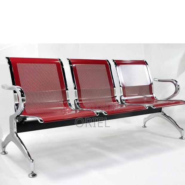 Office Bench : Red Steel Office Waiting Bench - thumbnail 3