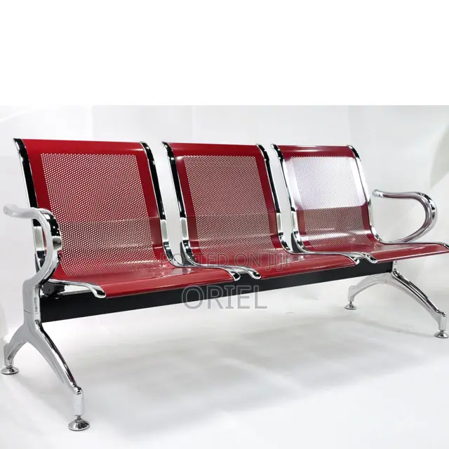 Office Bench : Red Steel Office Waiting Bench