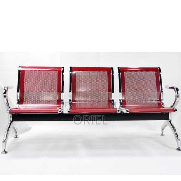 Office Bench : Red Steel Office Waiting Bench - thumbnail 4
