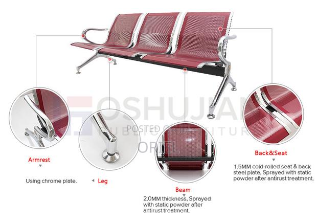Office Bench : Red Steel Office Waiting Bench - thumbnail 5