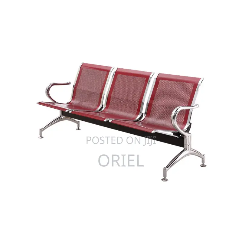 Office Bench : Red Steel Office Waiting Bench