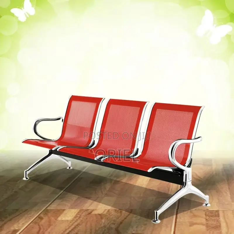 Office Bench : Red Steel Office Waiting Bench