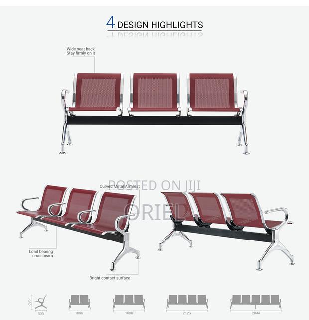 Office Bench : Red Steel Office Waiting Bench - thumbnail 9