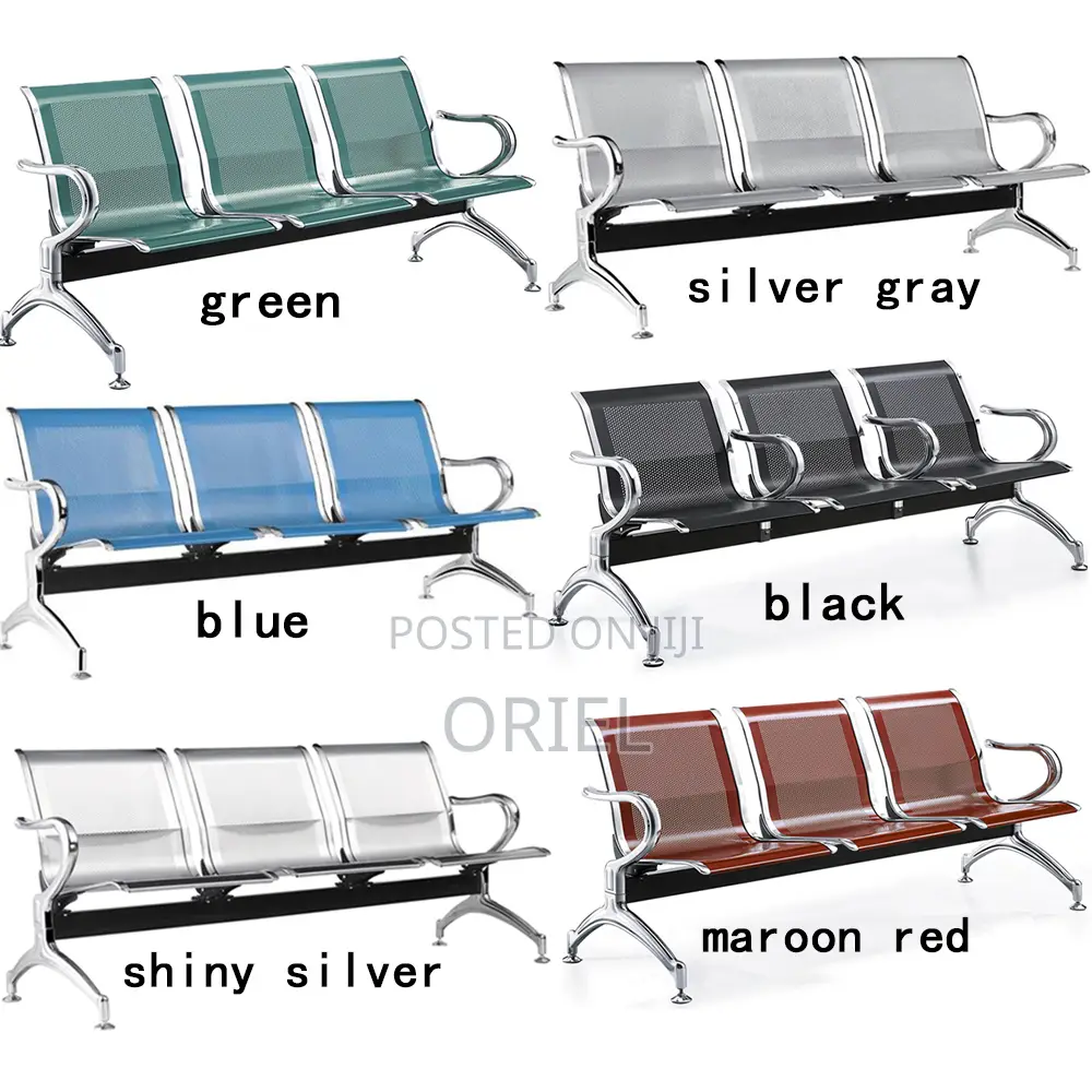 Office Bench : Red Steel Office Waiting Bench