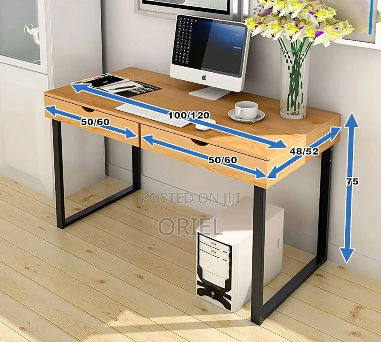 Office Desk : Office Study Desk With 2-Storage Drawers