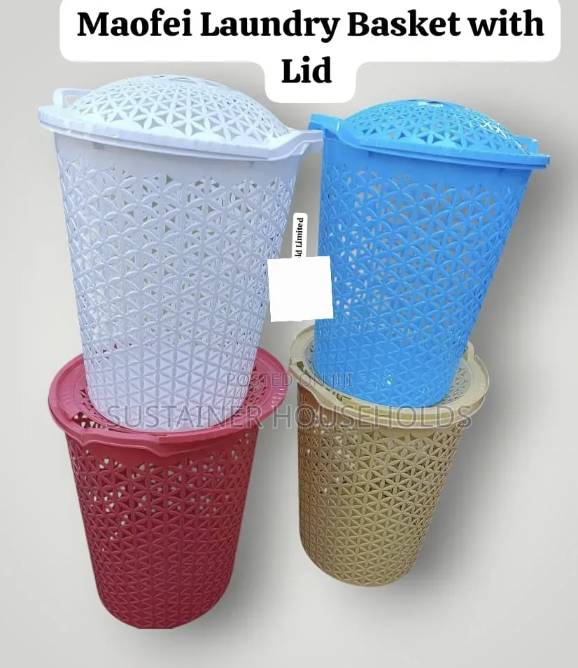 White,Blue, Maroon, Cream Plastic Laundry Basket