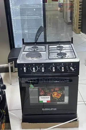 Black Globalstar Jet 60×60 3+1 Standing Cooker With Electric Oven