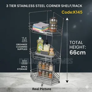 A 3-tier Stainless Steel Corner Rack, Shelf Or Organizer_b