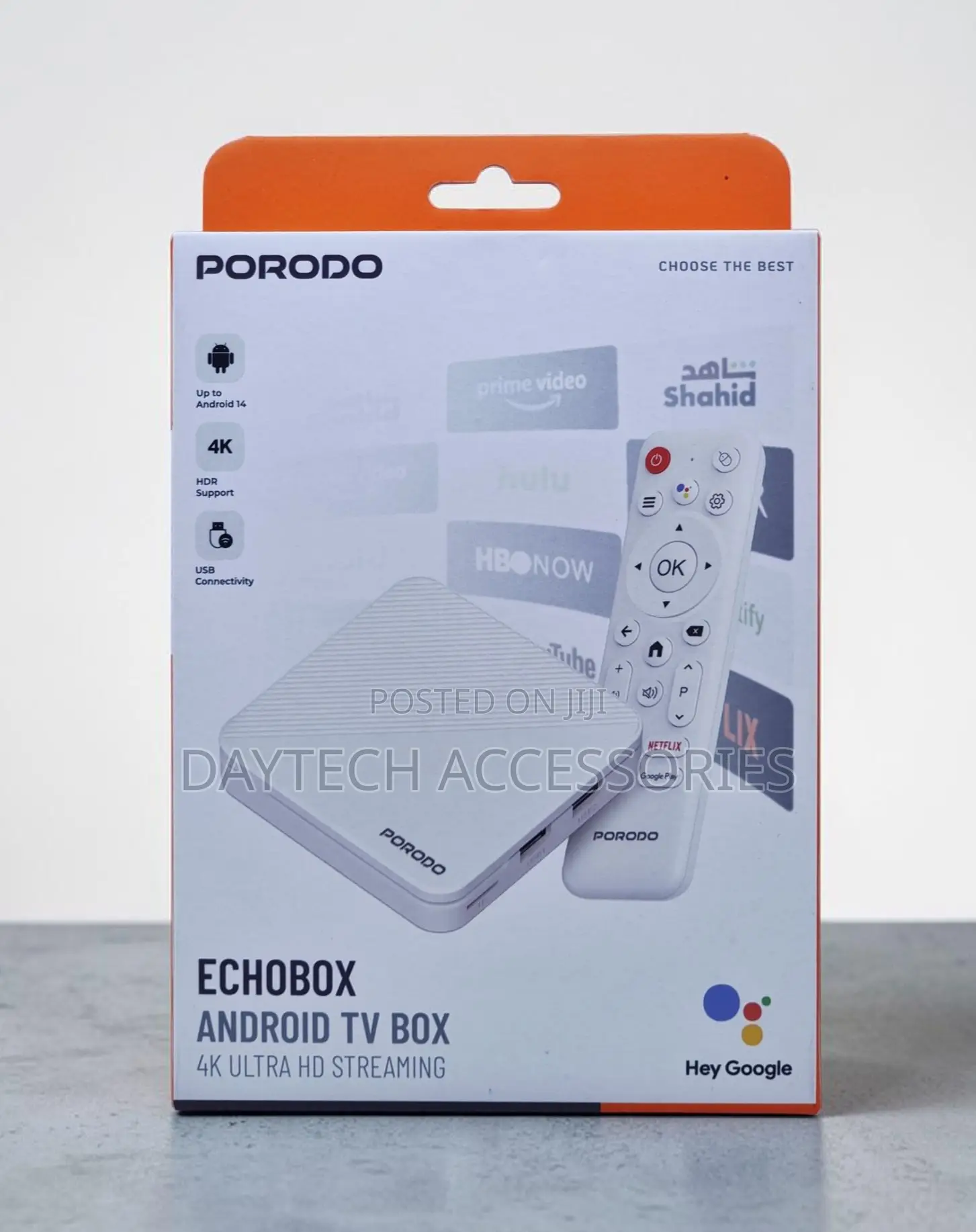 Porodo Echobox Android Tv Box With Ultra Hd Streaming - White