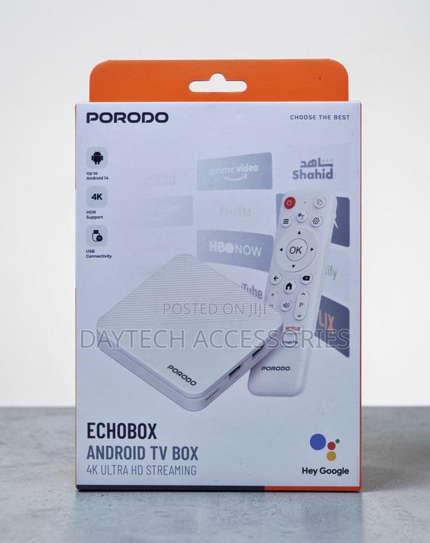 Porodo Echobox Android Tv Box With Ultra Hd Streaming - White