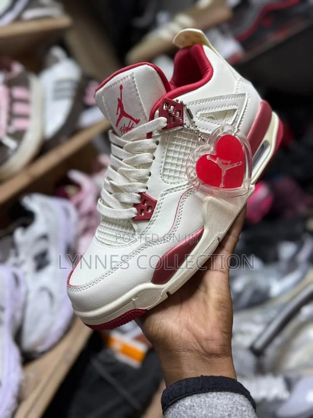 Jordan 4 Red/ White Unisex Shoes - thumbnail 2