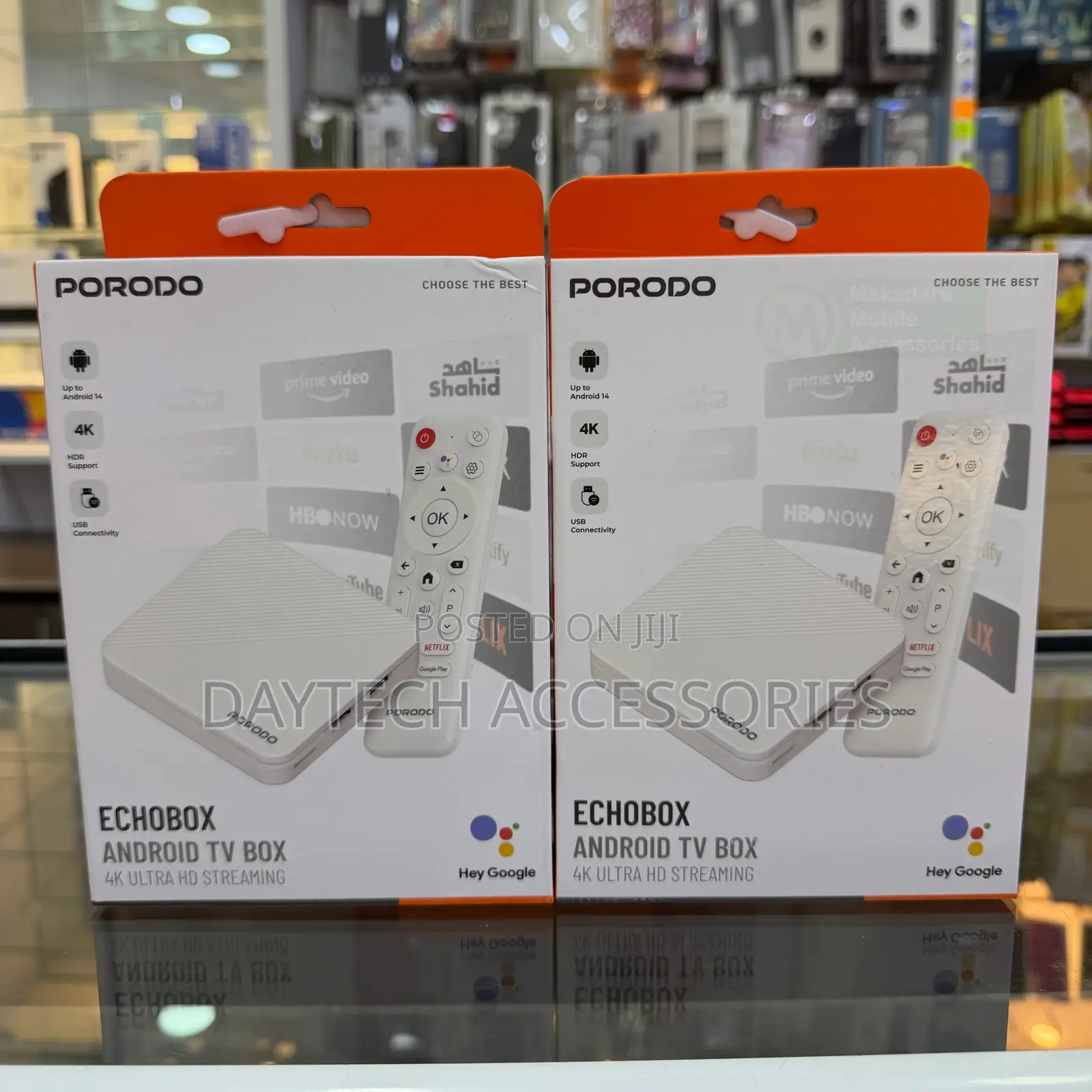 Porodo Echobox Android Tv Box With Ultra Hd Streaming - White