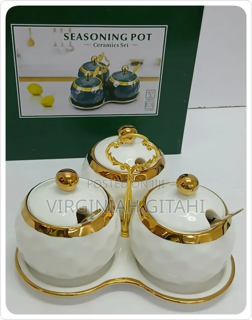 3 In1 Sugar Canisters With Triangle Shape Stand