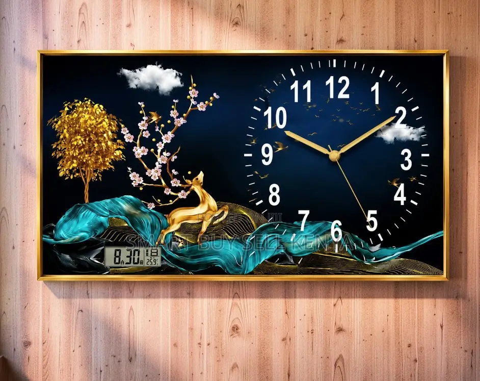 Elegant Premium Framed Crystal Painting Clock Wall Art Home Decor