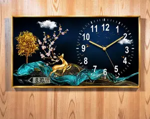 Modern Creative Framed Crystal Painting Clock Wall Art Home Decor
