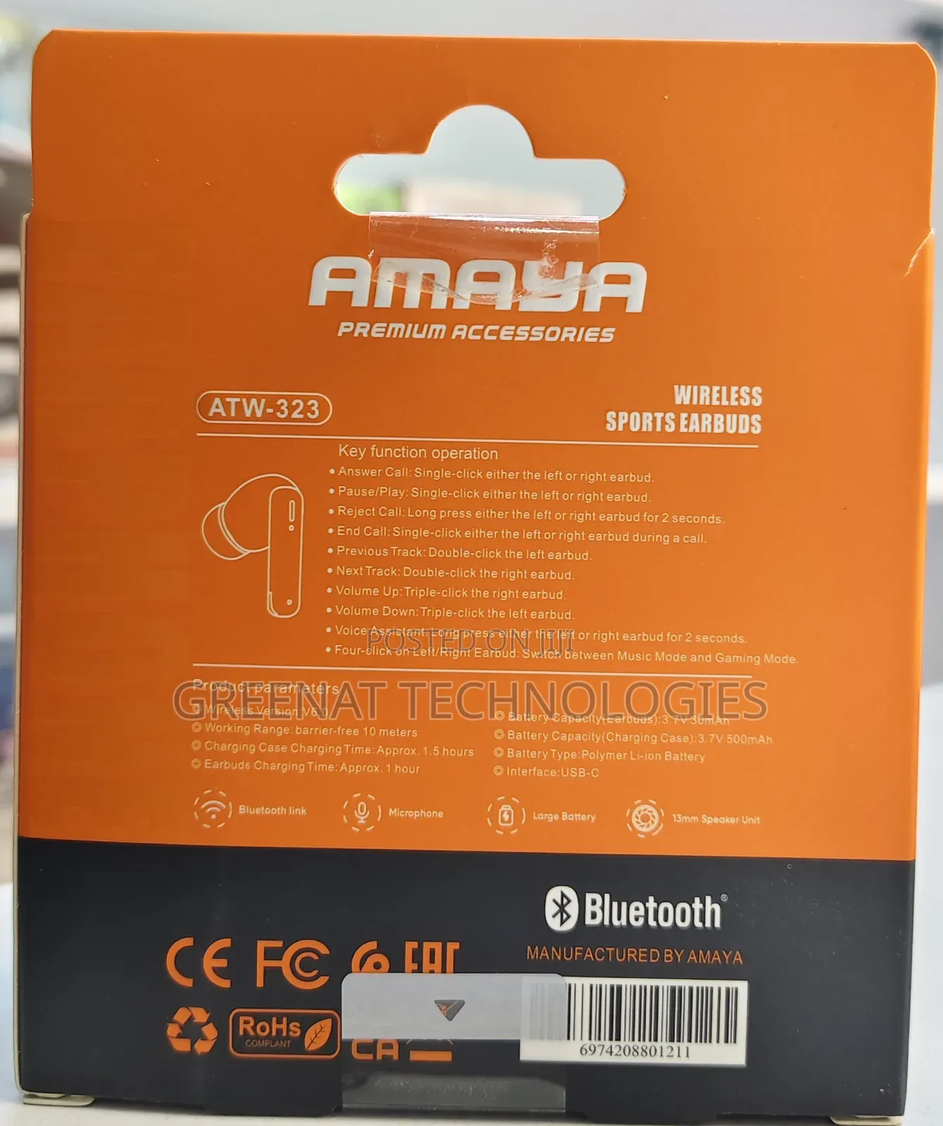 Amaya Atw-323 Listen More Wireless Sports Earbuds