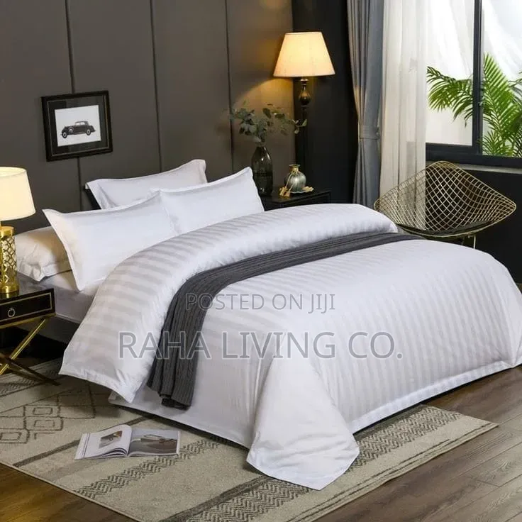 White Striped Cotton Duvet Cover Set | 4 PCS | Size 6x7