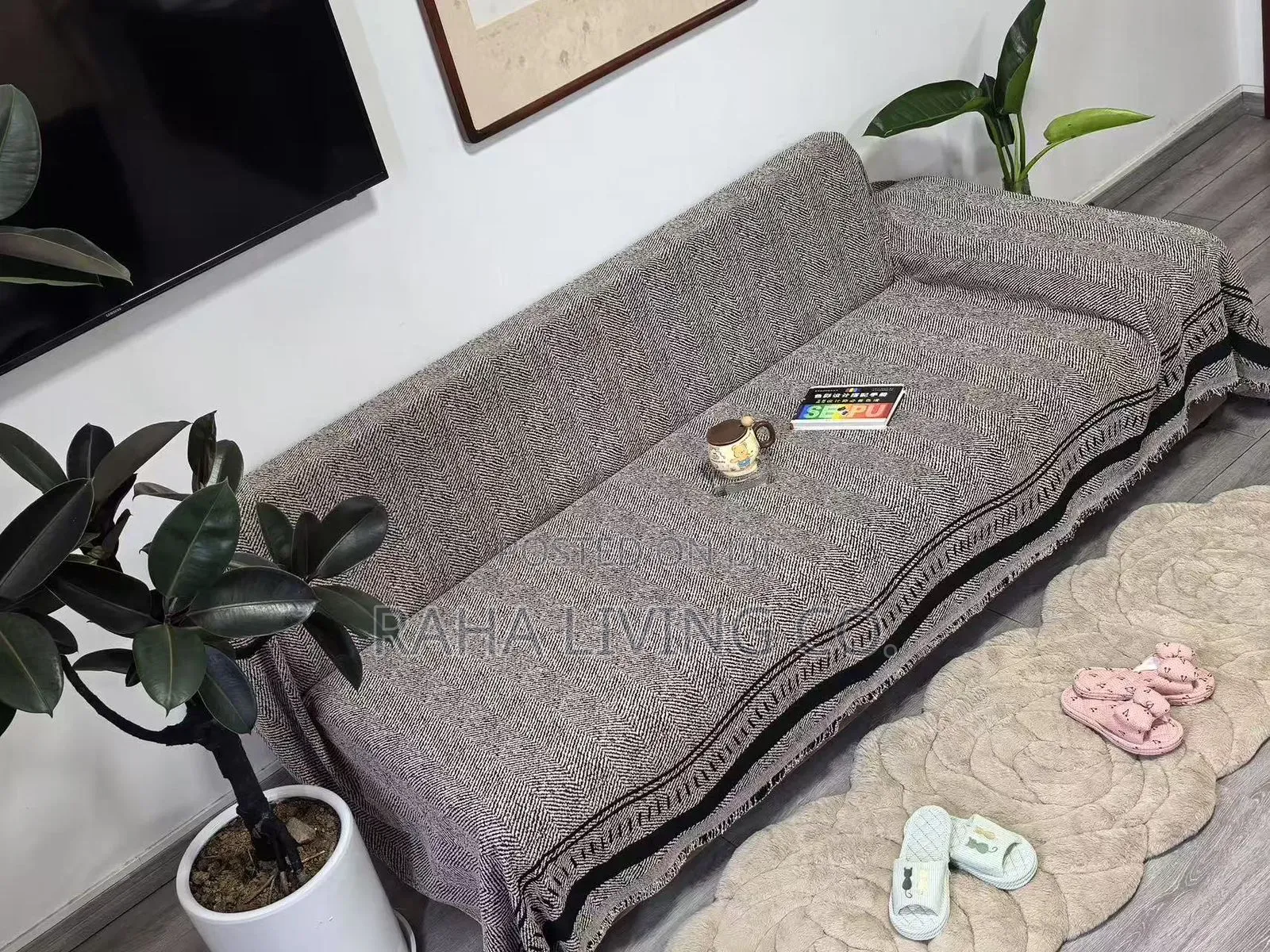 Reversible Chenille Sofa Cover | Anti Scratch | 7 Seater
