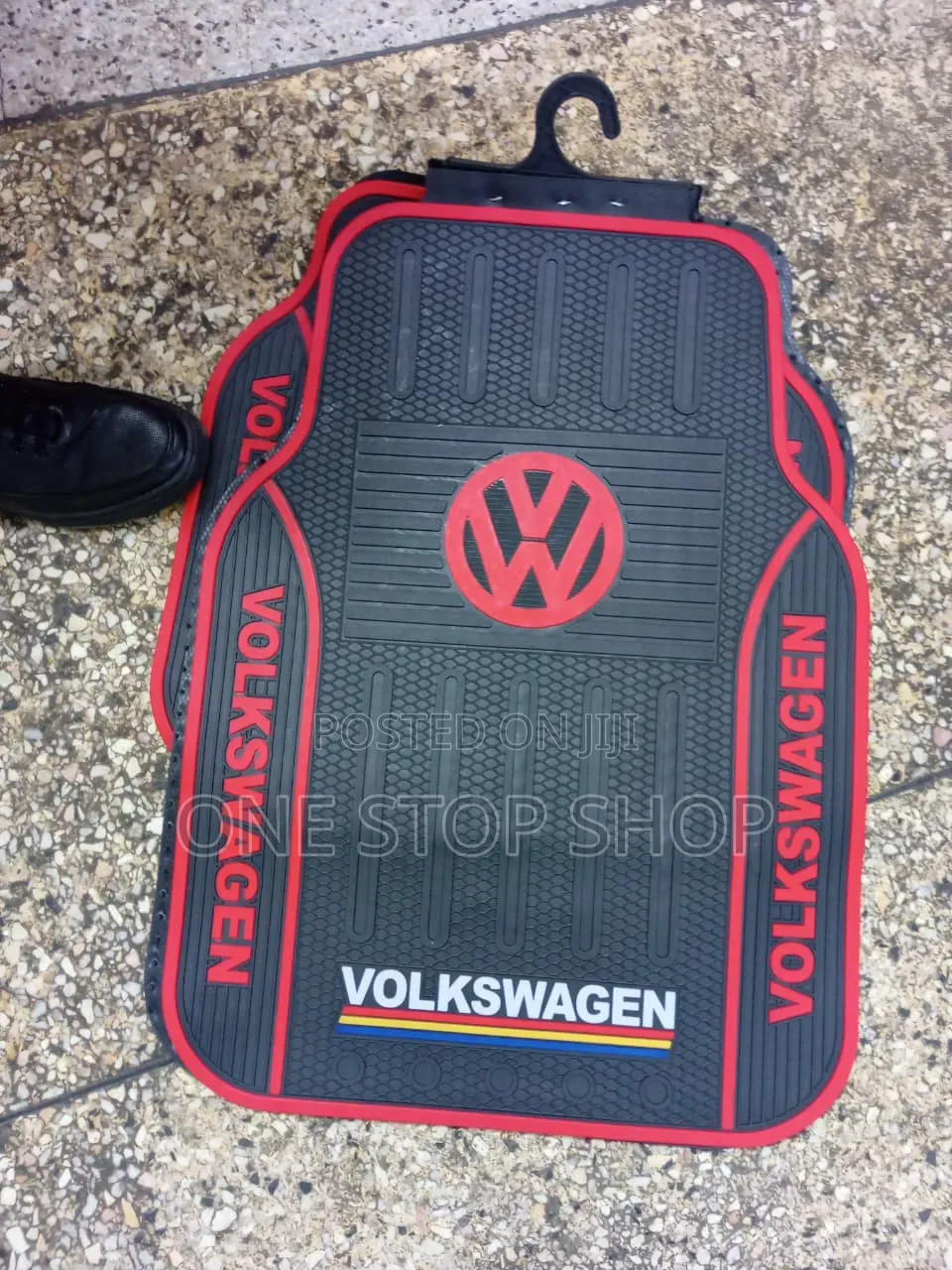 Volkswagen Red Trim Outline With Red Logo Accents Floor Mats 5pc