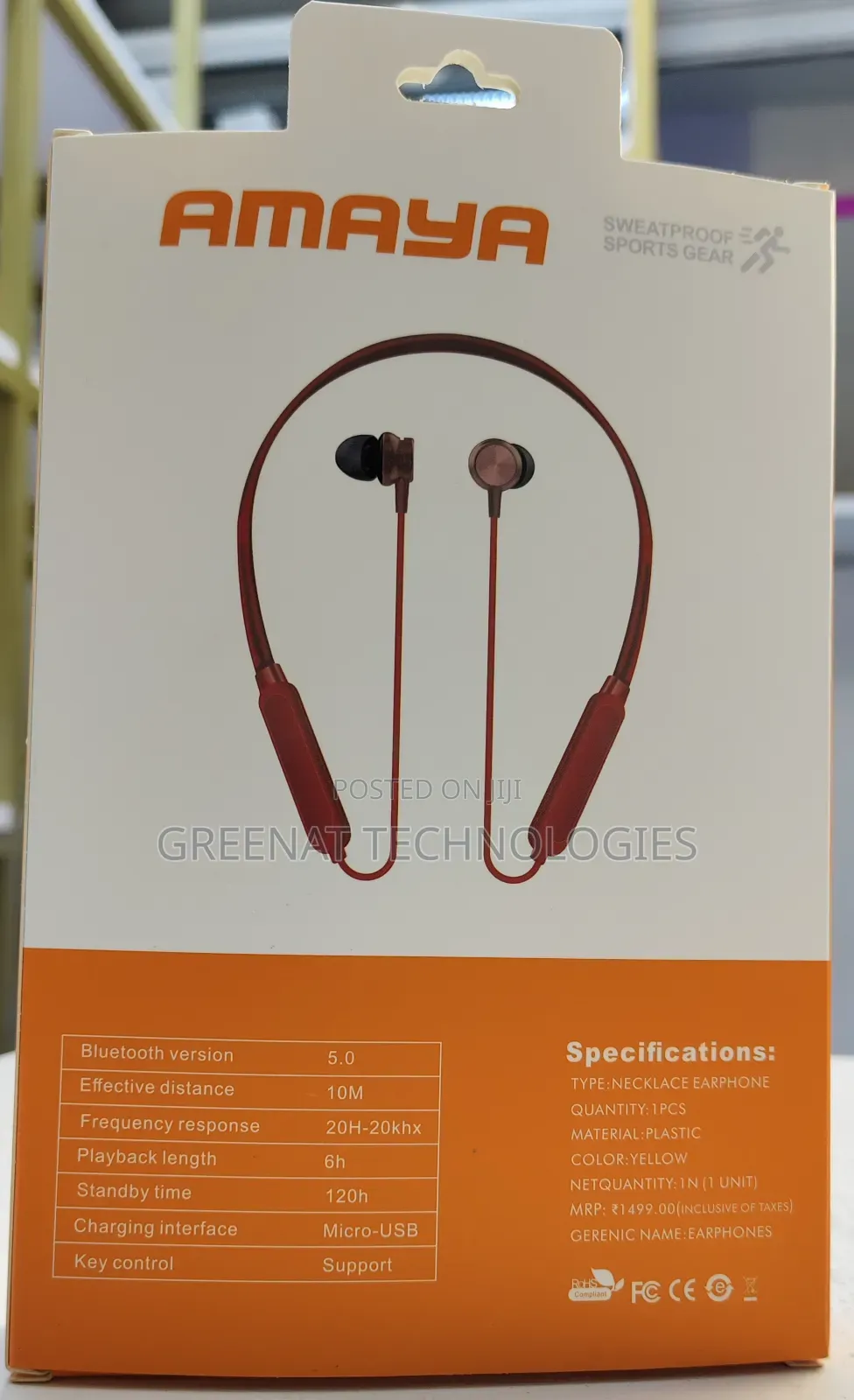 Amaya Am-04 Sweatproof Sports Gear Necklace Earphone