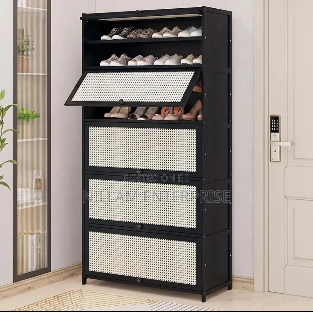 Rattan Bamboo Shoe Cabinet With Rattan Doors 10tier(5*2)