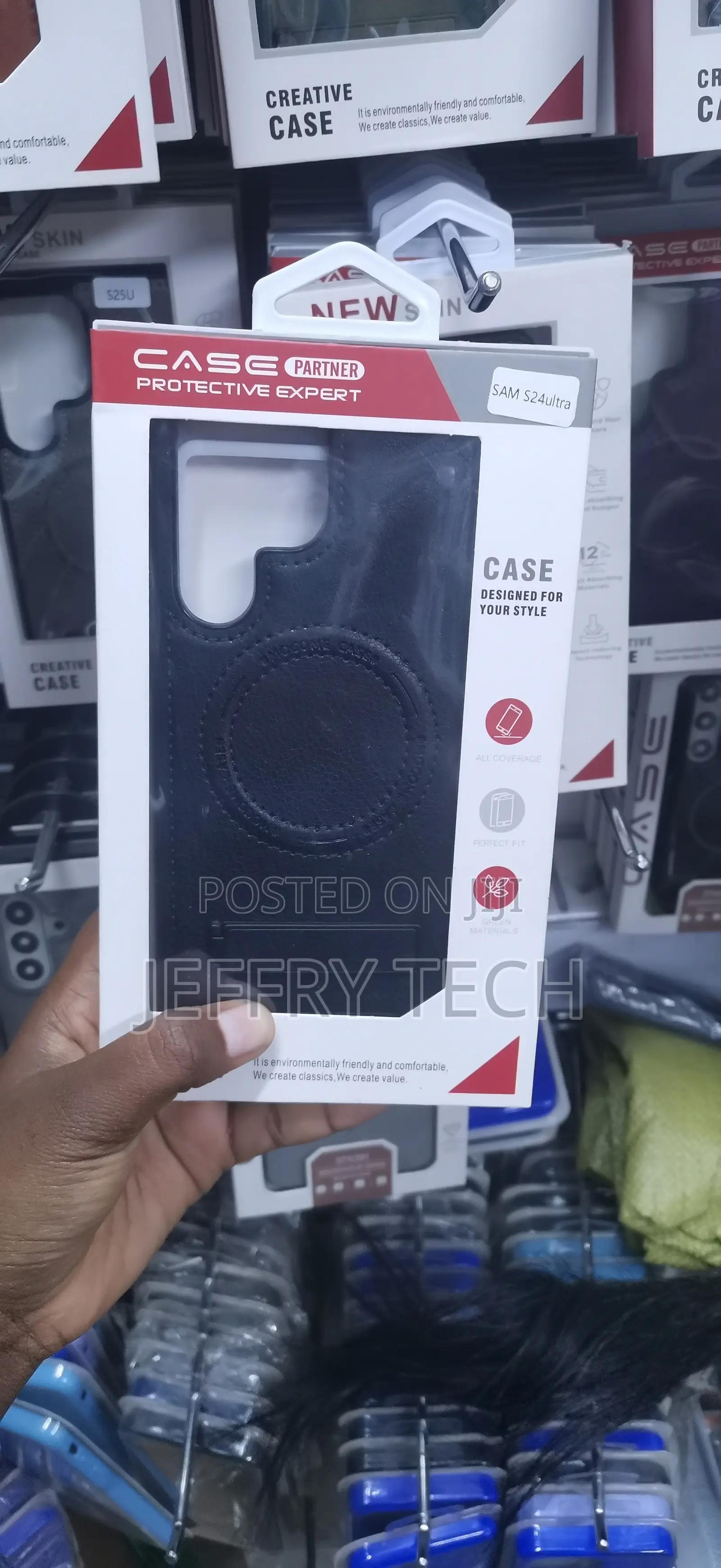 Samsung Galaxy S24 Ultra Leather Case With a 360° Rotating Ring