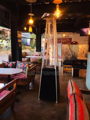 Patio Gas Heater Black + Stainless Steel Pyramid High Glass Tube