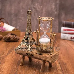 Hour Glass With Effiel Tower Gold for Home Decoration