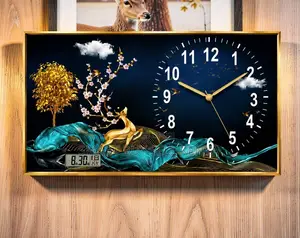 Decorative Arts Framed Crystal Painting Clock Wall Art Home Decor