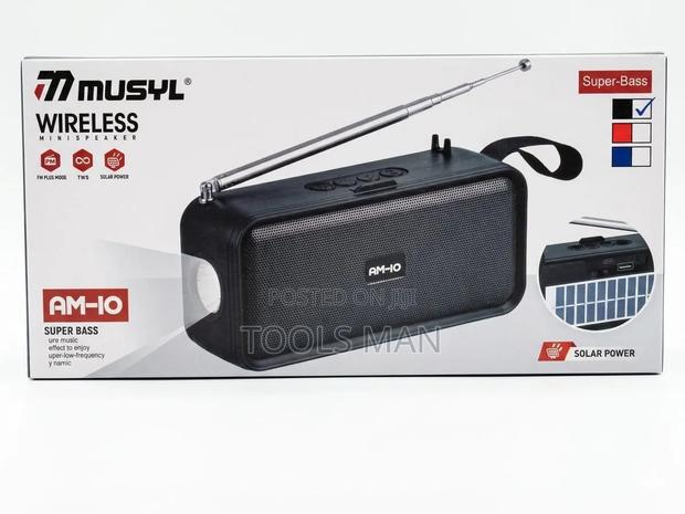 Musyl Am-10 Solar Wireless Speaker With Led Flashlight Fm Radio