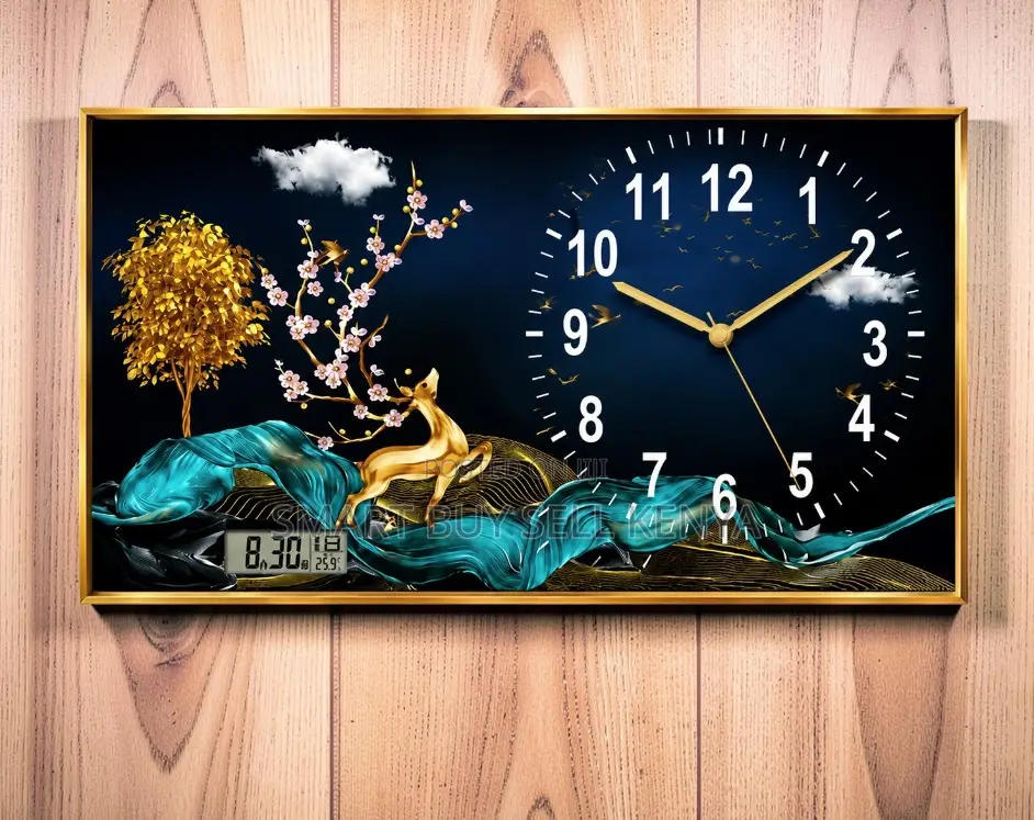 Luxury Elegance Framed Crystal Painting Clock Wall Art Home Decor