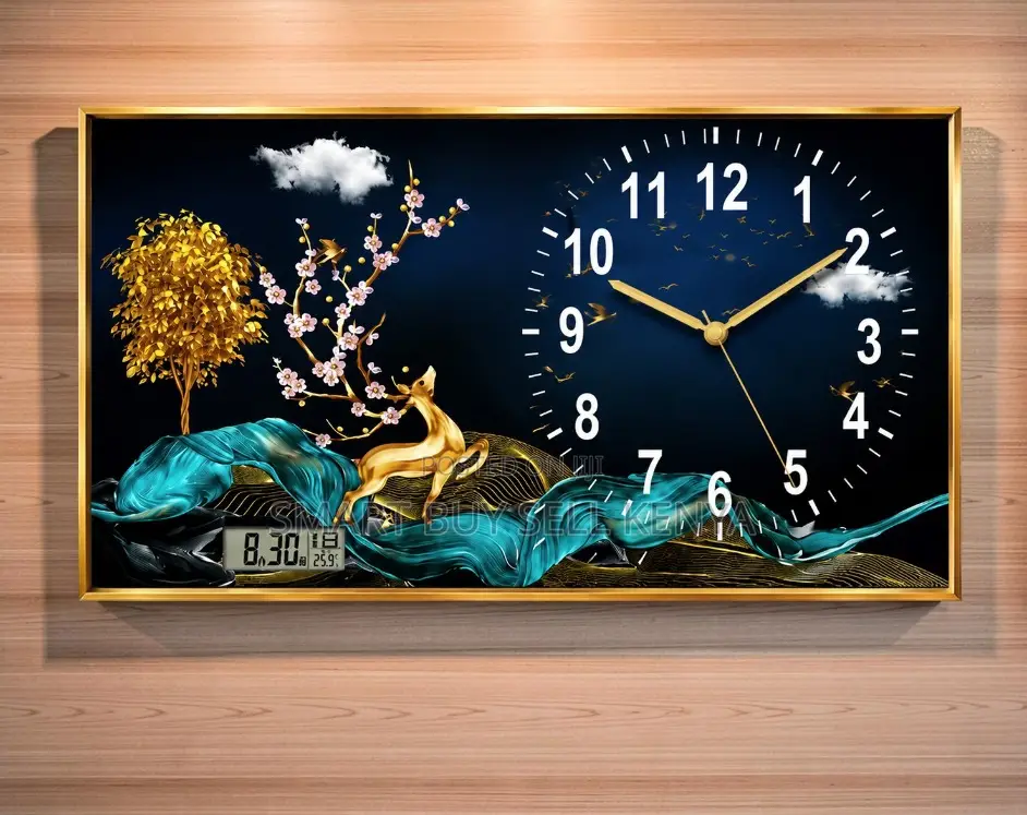 Artistic Luxury Framed Crystal Painting Clock Wall Art Home Decor