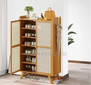 Rattan Shoe Cabinet With Flip Drawers Natural Wicker