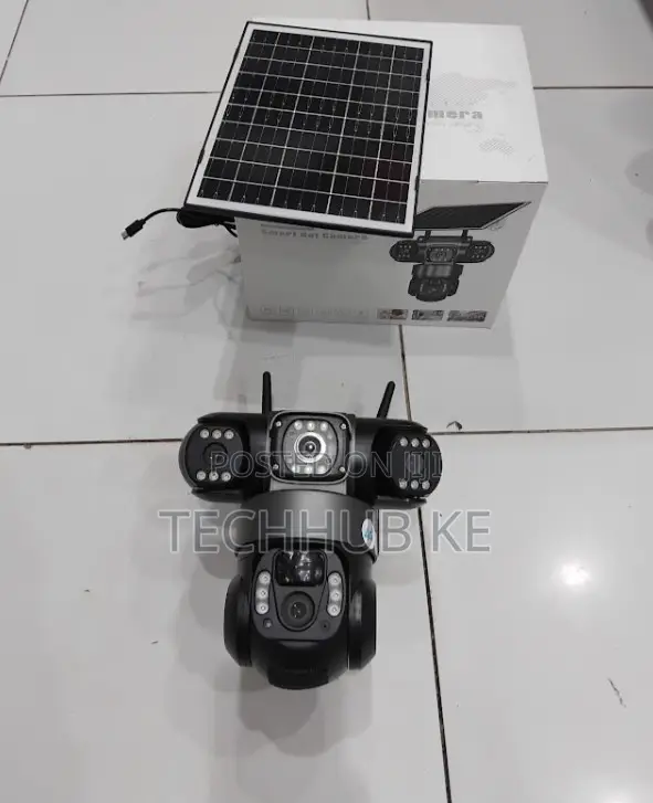 4g Triple Lens Solar CCTV Camera 360 Degrees 12mp Full Hd