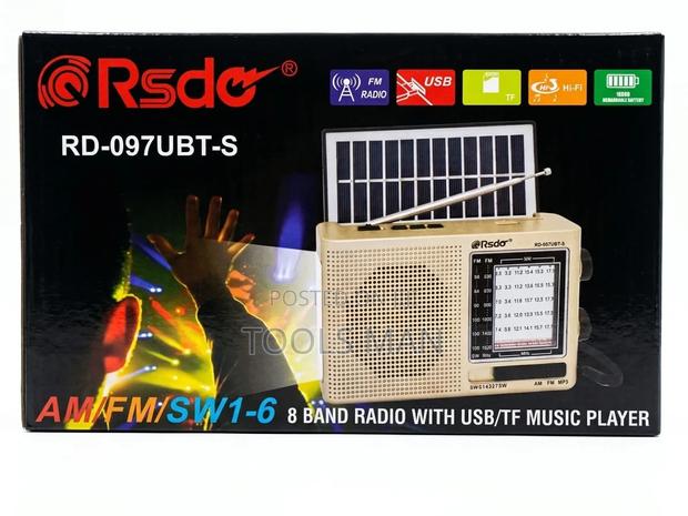 Rsdo Solar 8-Band Portable Radio - Bluetooth Usb Tf Card Mp3 Player.