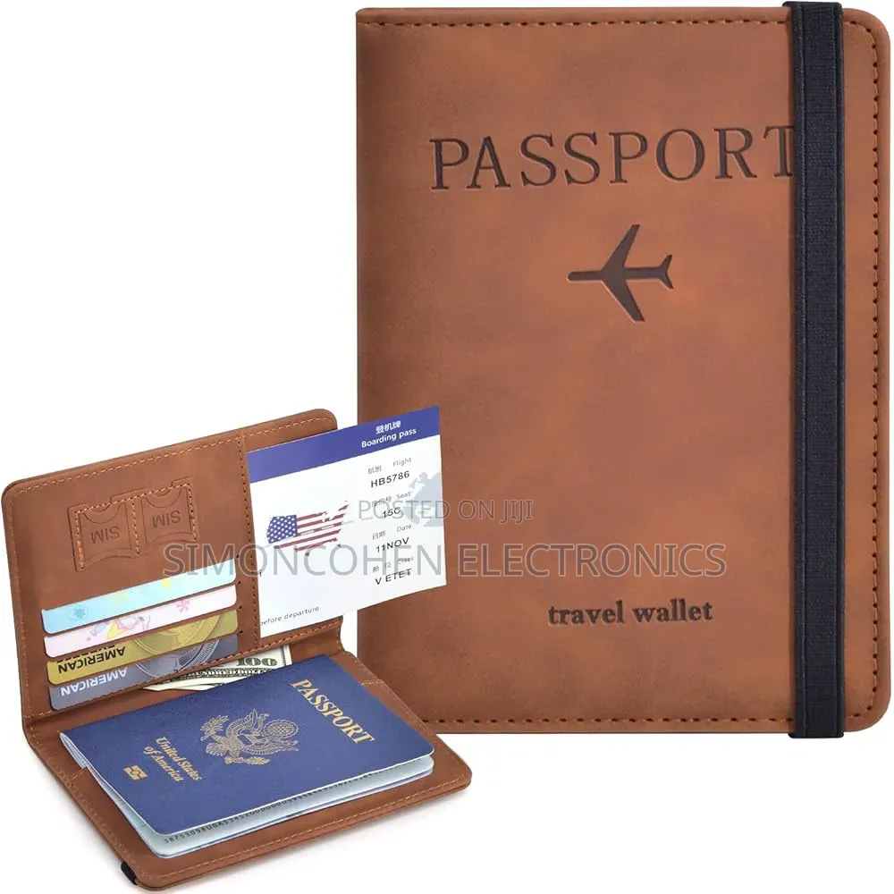 Leather Passport Holder Travel Wallet With Simcard Slots