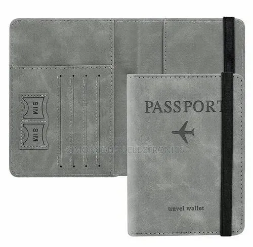 Leather Passport Holder Travel Wallet With Simcard Slots