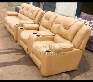 Brown Leather 4 Seater Sofa Set