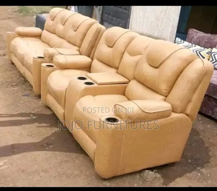 Brown Leather 4 Seater Sofa Set