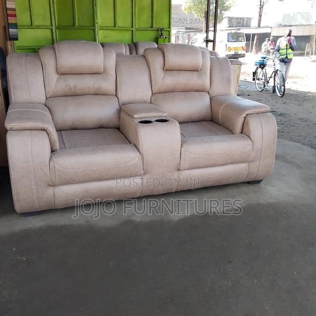 Cream 2 Seater Leather Recliner Sofa
