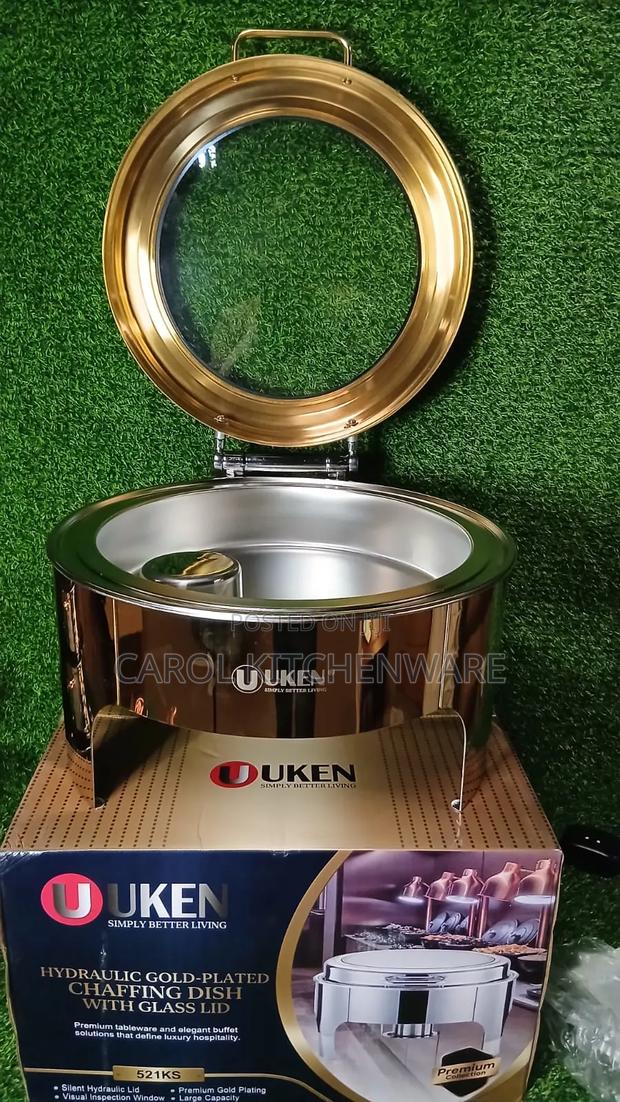 8 Ltr Roll Top Chaffing Dish With Glass Lid