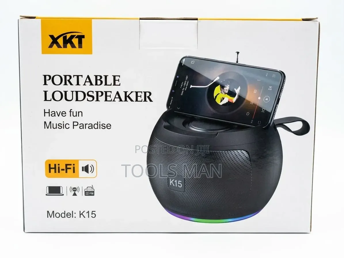 XKT Portable Bluetooth Speaker With Phone Holder Fm Radio.