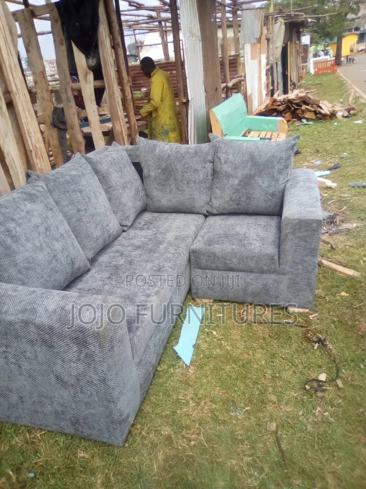 Grey L Shaped 5 Seater Sofa