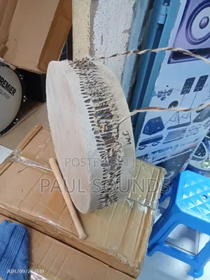 Traditional East African Single-Headed Frame Drum With Beater