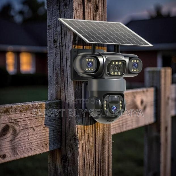 Full-Color 24/7 Night Vision 4g PTZ Rotating Triple Lens Solar Camera