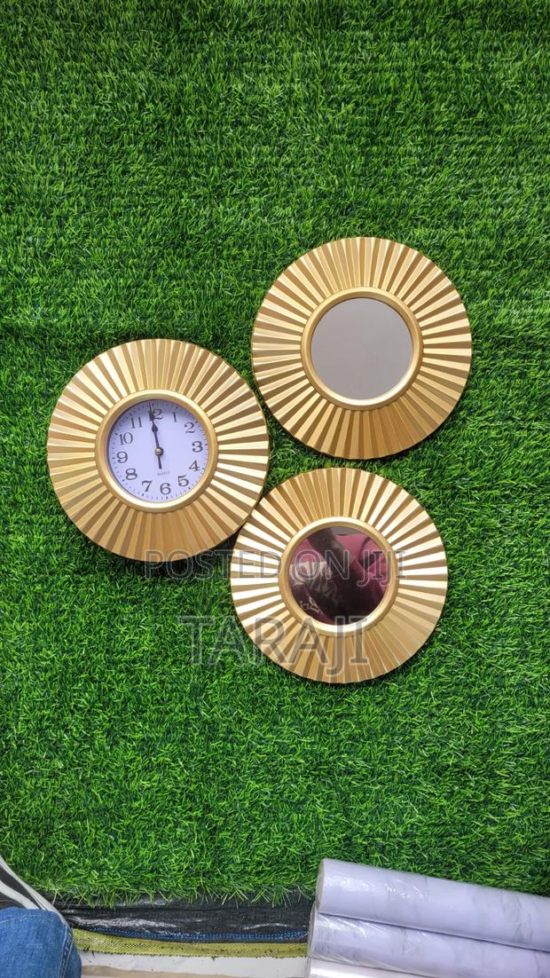 Elegant 3-Piece Gold Sunburst Wall Decor Set (Clock 2 Mirrors)