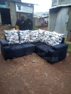 Black L Shaped 5 Seater Sofa